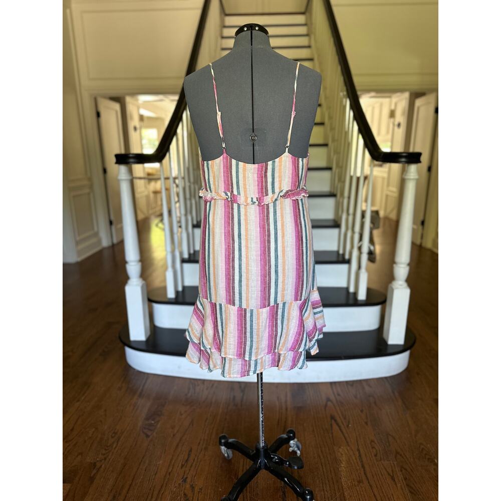 Rails Rainbow Metallic Striped Ruffle Hem Sundress Large - Picture 3 of 10